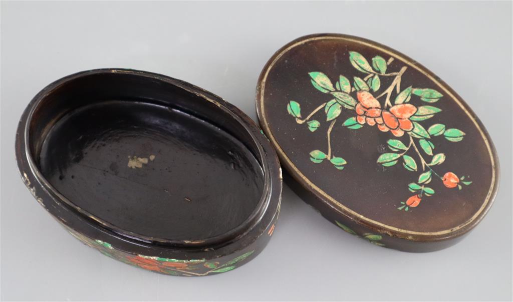 An unusual Chinese coromandel lacquer box, Kangxi period, 10cm wide